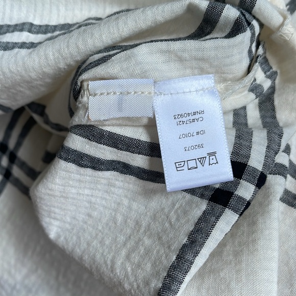 Loft Softened Cream & Black Plaid Long Sleeve Half button shirt - Picture 8 of 10